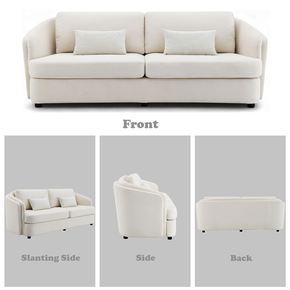 Mariko - Sofa With 2 Pillows - Beige Linen