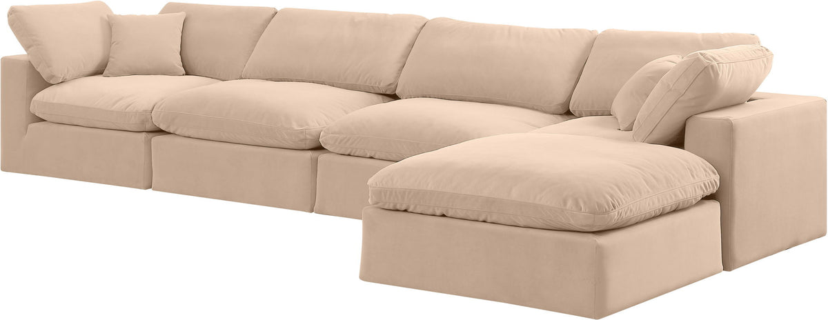 Comfy - 5 Piece Velvet Modular Sectional With Chaise