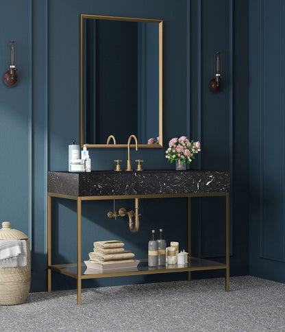 Marmo - Engineered Marble Bathroom Vanity With Gold Base