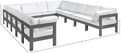 Nizuc - Outdoor Patio 12 Piece Modular Sectional With Gray Frame