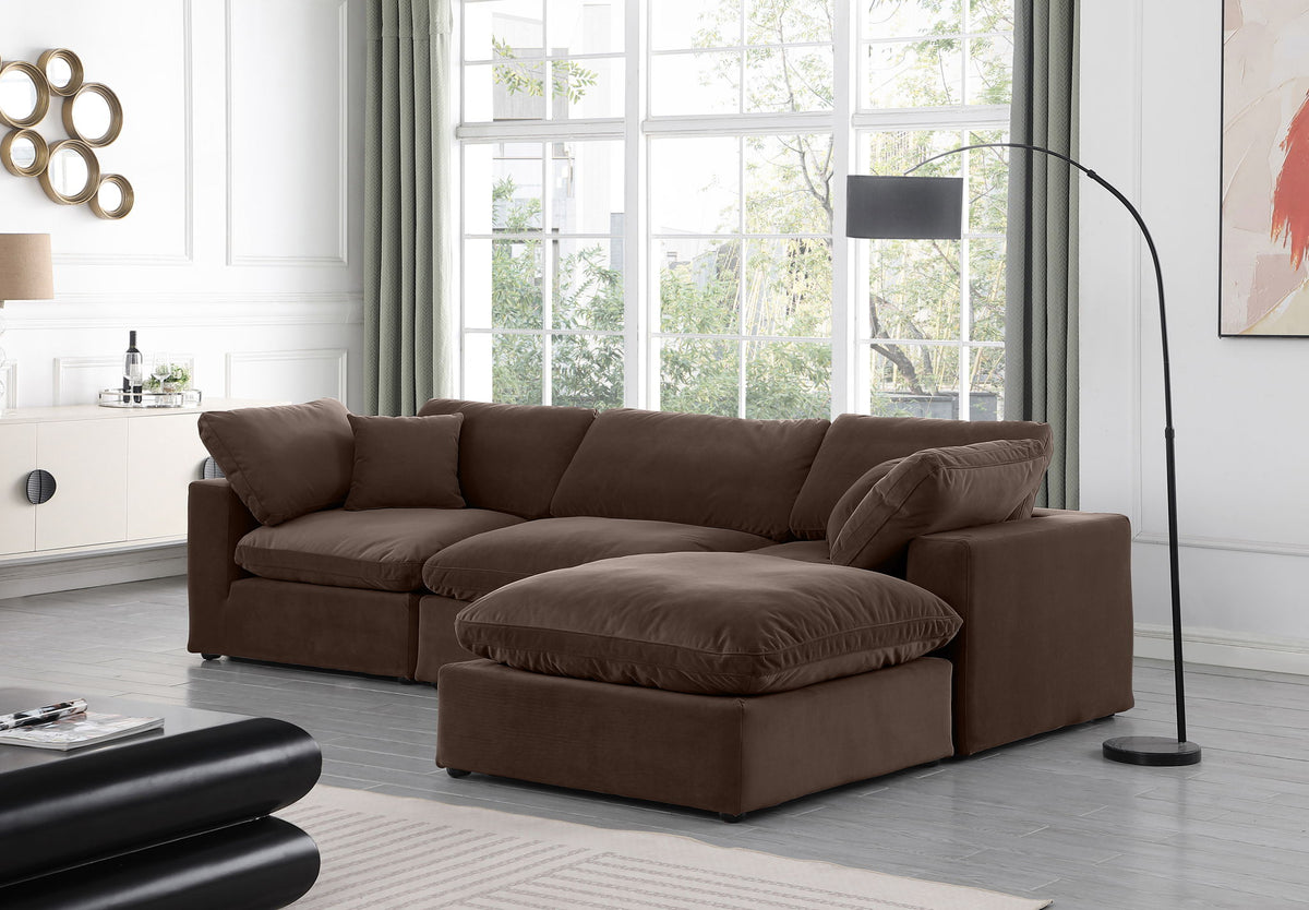 Comfy - 4 Piece Velvet Modular Sectional With Chaise
