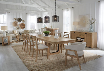 Escape - Dining Table With Extensions - Glazed Natural Oak / Black Metal Trim