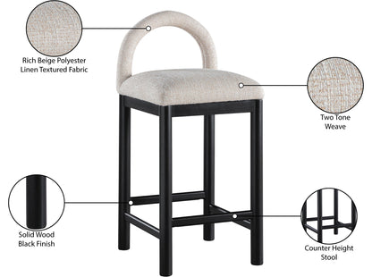 Conrad - Linen Counter Stool With Black Legs