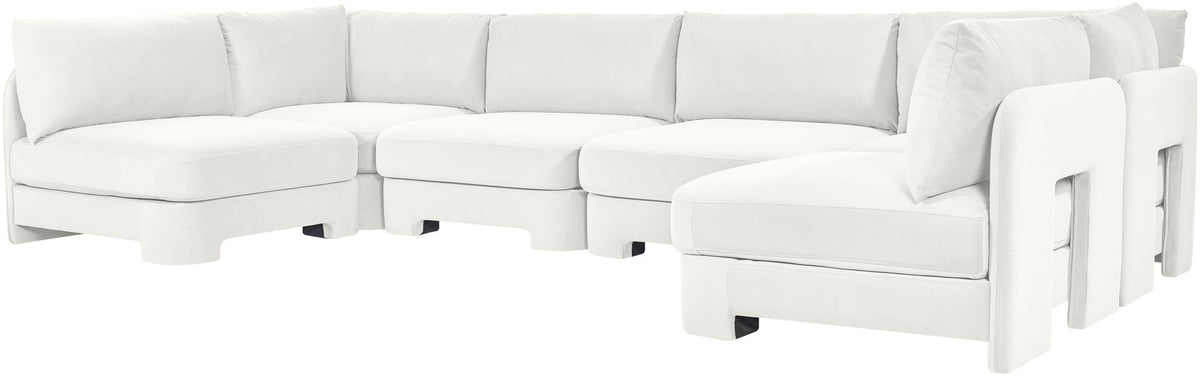 Hammond - Velvet Performance Fabric Upholstered 6 Piece U-Shaped Armless Sectional