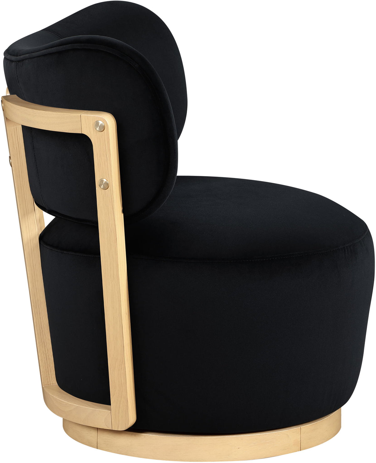 Elara - Velvet Upholstered Swivel Accent Chair - Stained Natural