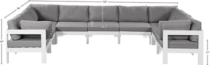 Nizuc - Outdoor Patio 9 Piece Modular Sectional With White Frame