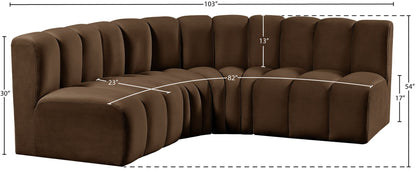 Arc - Velvet 4 Piece Corner Modular Sofa