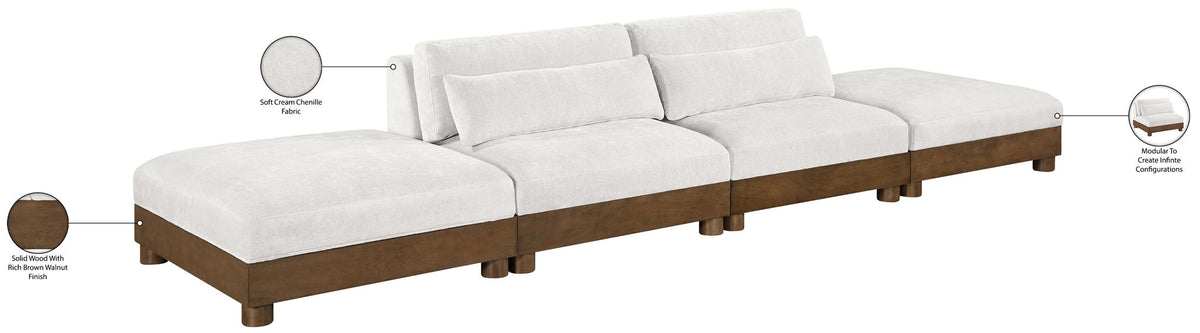 Turin - Chenille Fabric Upholstered Modular Sectional - Cream