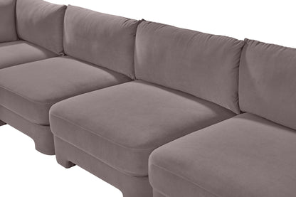 Hammond - Velvet Performance Fabric Upholstered 5 Piece L-Shaped Sectional