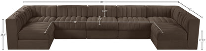 Rummi - Velvet Performance Fabric Upholstered 7 Piece Modular Sectional (With 2 Corner Chairs)