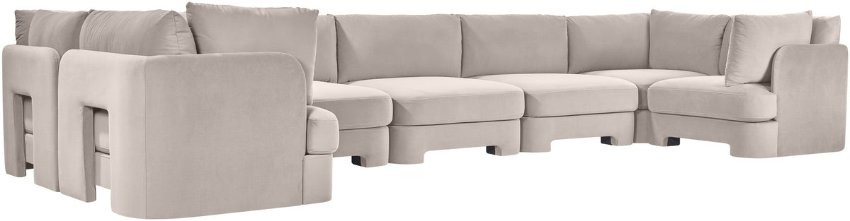 Hammond - Velvet Performance Fabric Upholstered 7 Piece U-Shaped Sectional