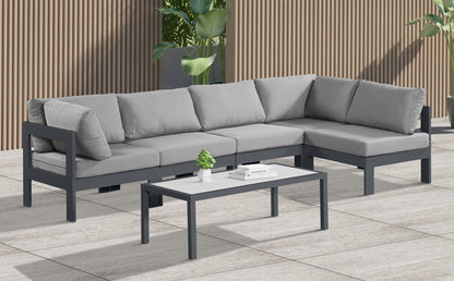 Nizuc - Outdoor Patio 5 Piece Modular Sectional With Gray Frame