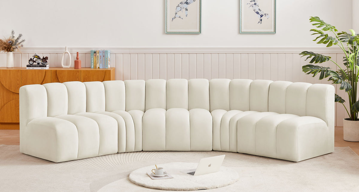 Arc - Velvet 5 Piece U-Shaped Modular Sofa