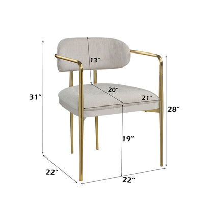 Zayn - Arm Chair (Set of 2) - Beige Chenille & Gold