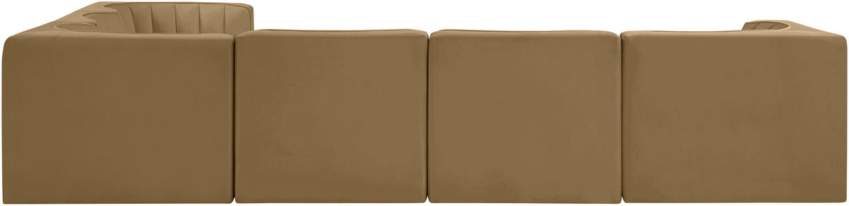 Rummi - Velvet Performance Fabric Upholstered 6 Piece Modular Sectional (With 3 Corner Chairs)