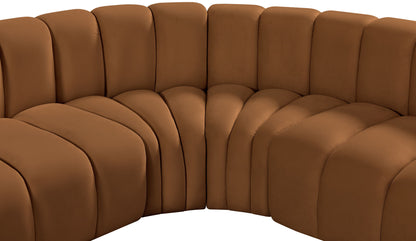 Arc - Velvet 7 Piece U-Shaped Modular Sofa - Saddle