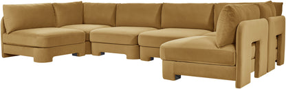 Hammond - Velvet Performance Fabric Upholstered 6 Piece U-Shaped Armless Sectional
