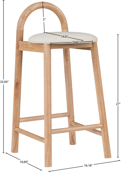 Calvin - Faux Leather Stool - Light Brown Legs