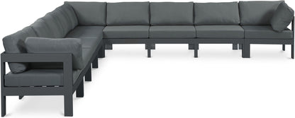 Nizuc - Outdoor Patio 9 Piece Modular Sectional With Gray Frame