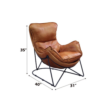 Thurshan - Accent Chair - Aperol Top Grain Leather & Black