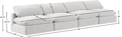 Comfy - Velvet Modular Armless Sofa 4 Seats