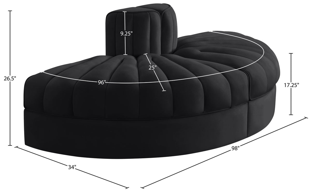 Rummi - Velvet Performance Fabric Upholstered 2 Piece Rounded Modular Loveseat