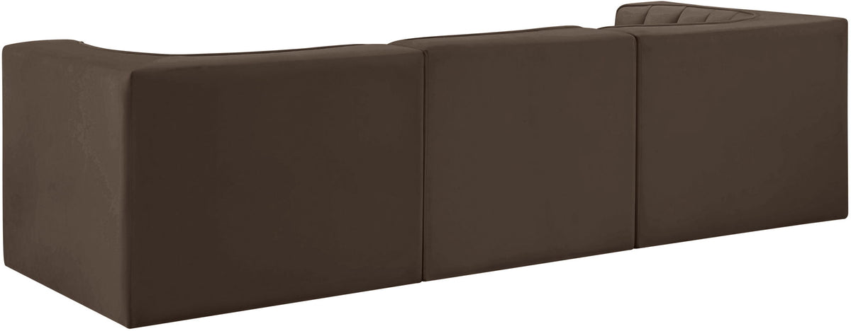 Rummi - Velvet Performance Fabric Upholstered 3 Piece Modular Sofa