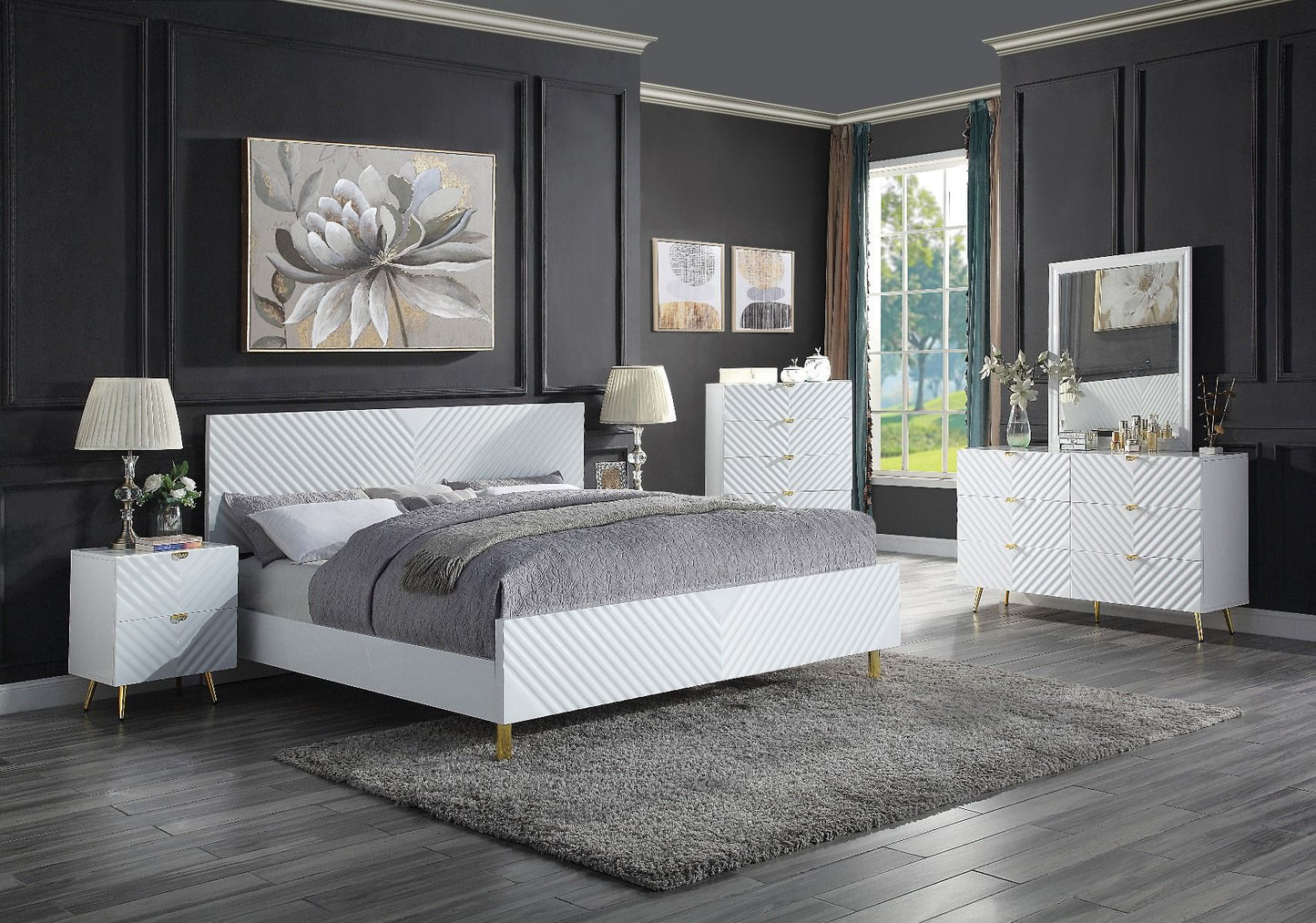 Gaines - 55" Dresser - White High Gloss