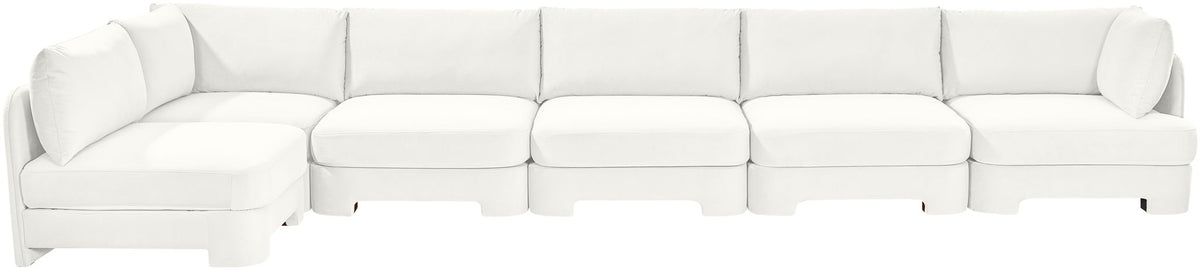 Hammond - Velvet Performance Fabric Upholstered 6 Piece L-Shaped Armless Sectional
