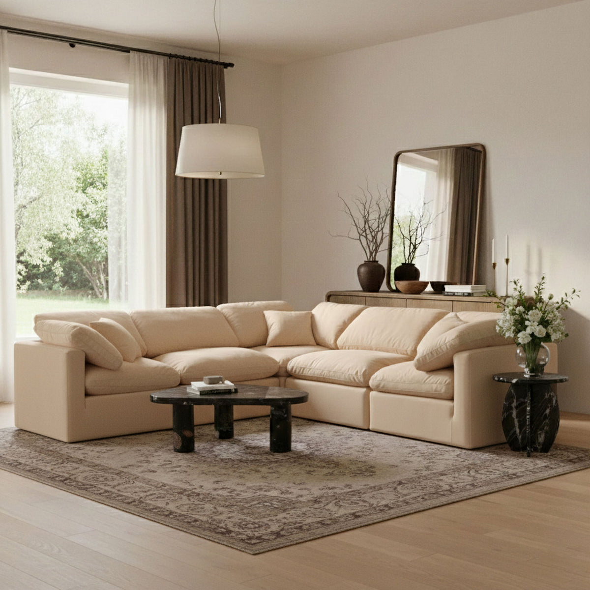 Indulge - Velvet 5 Piece Modular Corner Sectional