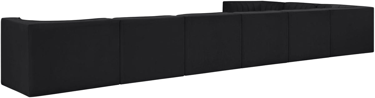 Rummi - Velvet Performance Fabric Upholstered 8 Piece Modular Sectional (With 3 Corner Chairs)