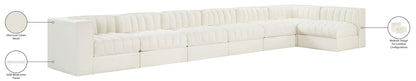 Rummi - Velvet Performance Fabric Upholstered 7 Piece Modular Sectional, L-Shaped (Right)