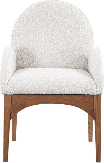 Waldorf - Boucle Dining Arm Chair With Brown Legs