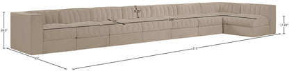 Rummi - Velvet Performance Fabric Upholstered 8 Piece Modular Sectional, L-Shaped (Right)