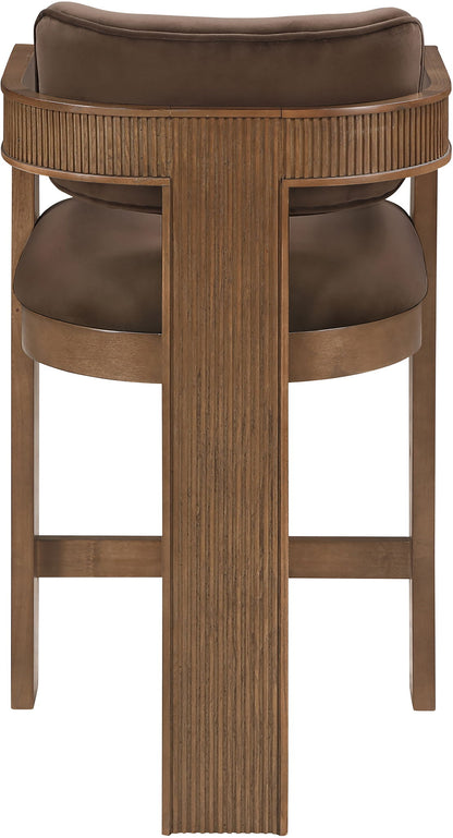 Sacha - Velvet Stool With Brown Base
