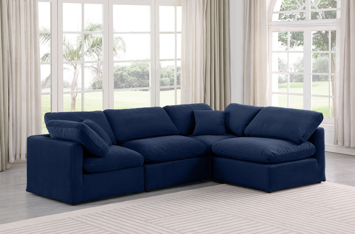 Indulge - Velvet 4 Piece Modular Sectional