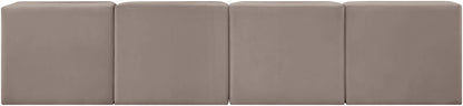 Rummi - Armless Velvet Performance Fabric Upholstered 4 Piece Modular Sofa