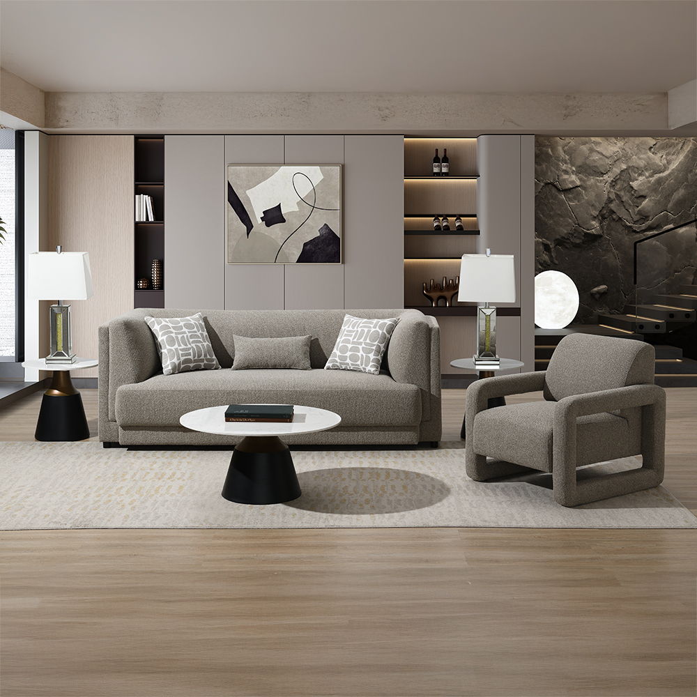 Glenda - Sofa With 3 Pillows - Gray Chenille