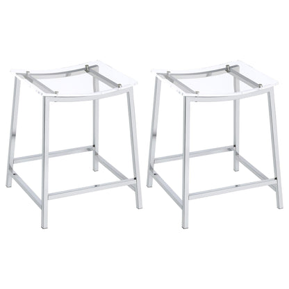 Jovani Acrylic Backless Counter Stool Chrome (Set of 2)