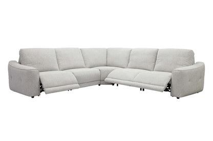 Julianna - 5 Piece Power Reclining Sectional With Power Headrests - Crisp Taupe