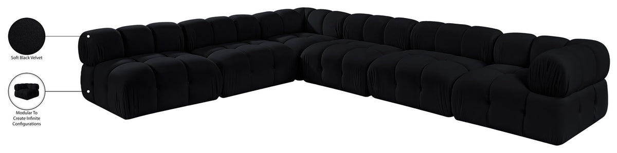 Orin - Velvet 6 Piece Modular L-Shaped Sectional