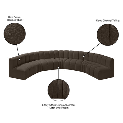 Arc - Boucle Fabric 7 Piece U-Shaped Modular Sofa