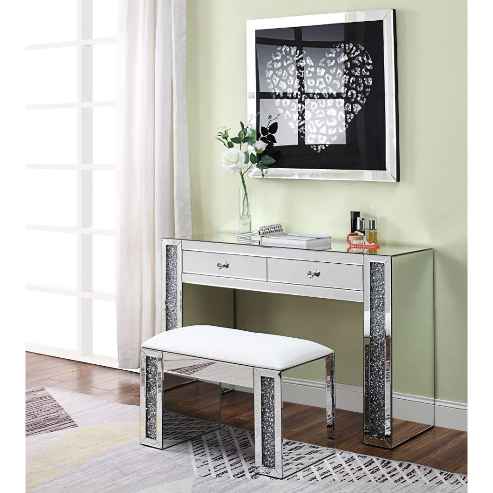 Noralie - Vanity Desk - Faux Diamonds & Mirrored