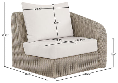 Seacrest - Olefin Water Resistant Fabric And Wicker Outdoor Patio Right Arm Chair