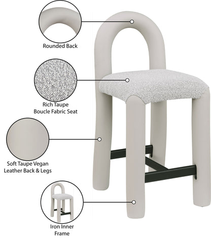 Amari - Vegan Leather and Boucle Fabric Stool