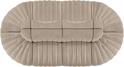 Rummi - Oval Velvet Performance Fabric Upholstered 8 Piece Modular Sectional