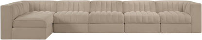 Rummi - Velvet Performance Fabric Upholstered 6 Piece Modular Sectional, L-Shaped (Right)