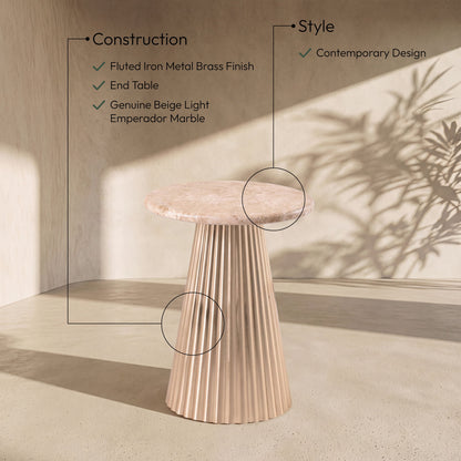 Cindra - Genuine Marble Top And Iron Base Table