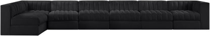Rummi - Velvet Performance Fabric Upholstered 7 Piece Modular Sectional, L-Shaped (Right)