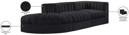 Rummi - Velvet Performance Fabric Upholstered 3 Piece Modular Sectional